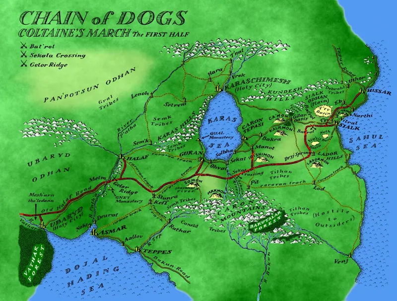 Map: Chain of Dogs: Coltaine's March, First Half